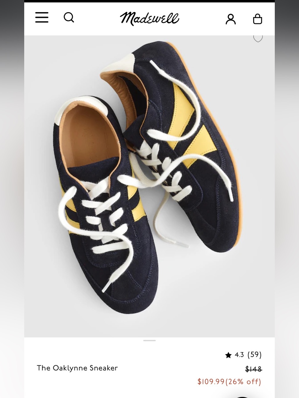 Madewell Oaklynne Sneaker — Navy and Yellow